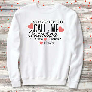 Grandpa With Red Hearts & Grandkids Names Sweatshirt