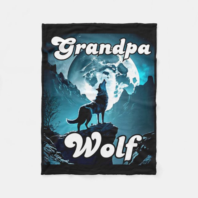 Grandpa Wolf Matching Tribe Wolves Camping Pack Fa Fleece Blanket (Front)
