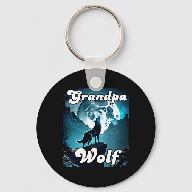 Grandpa Wolf Matching Tribe Wolves Camping Pack Fa Keychain (Front)