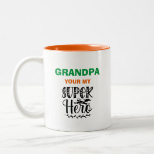 Grandpa Your My Superhero Two-Tone Coffee Mug