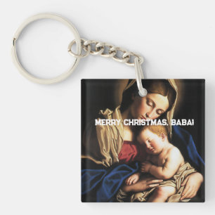 Grandparent Christmas Photo Accent Pillow Keychain