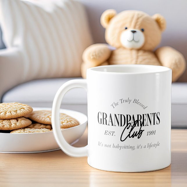 Grandparent Club Est. Any Year Funny Lifestyle Coffee Mug (Grandparents Club coffee mug)