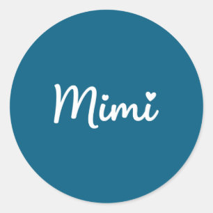 Grandparent Mimi - Mimi Script Heart Design Grandm Classic Round Sticker