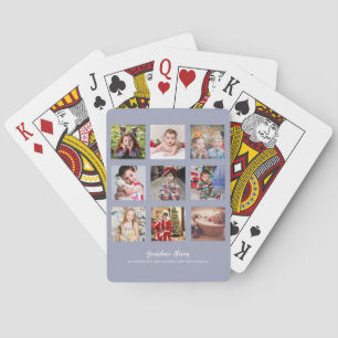 GRANDPARENT PHOTO COLLAGE GIFTS - Dusty Blue Playing Cards