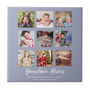 GRANDPARENT PHOTO COLLAGE GIFTS - Dusty Blue Tile