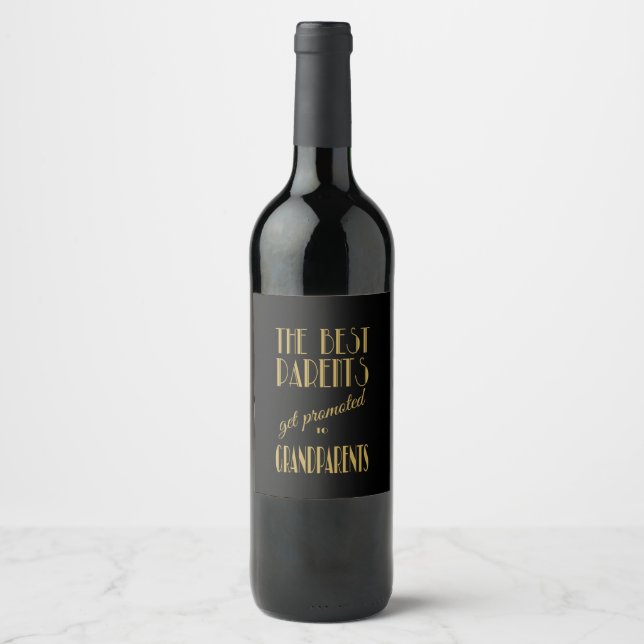 Grandparent pregnancy announcement, Art Deco Wine Label (Front)