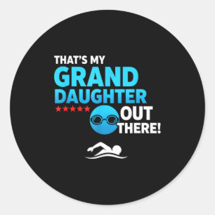 Grandparent Proud Granddaughter Swimmer Swim Meet  Classic Round Sticker