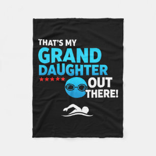 Grandparent Proud Granddaughter Swimmer Swim Meet  Fleece Blanket