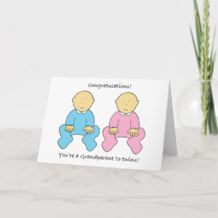 Grandparent to Twins Congratulations Card