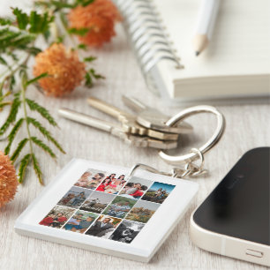 Grandparents 12 Photo Memory Collage Template Keychain