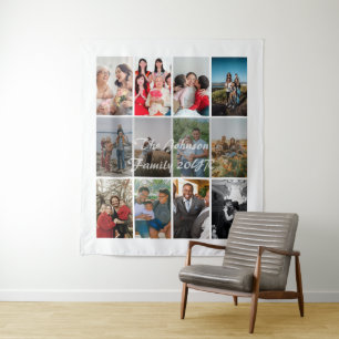Grandparents 12 Photo Memory Collage Template Tapestry