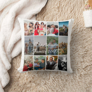 Grandparents 12 Photo Memory Collage Template Throw Pillow