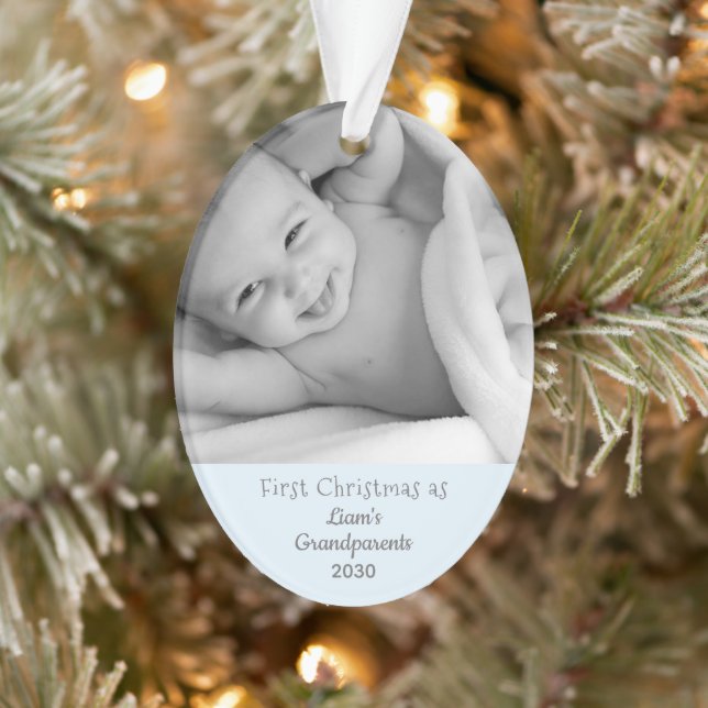 Grandparents 1st Christmas Personalized Photo Name Ornament (Tree)