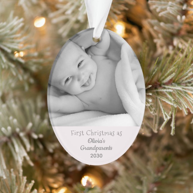 Grandparents 1st Christmas Personalized Photo Name Ornament (Tree)