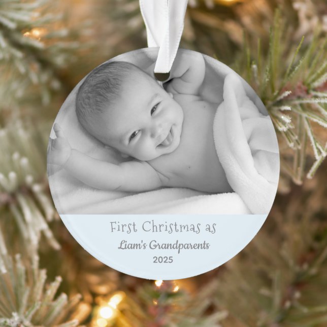 Grandparents 1st Christmas Personalized Photo Name Ornament (Tree)