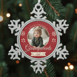 Grandparents 1st First Christmas Photo  Snowflake Pewter Christmas Ornament<br><div class="desc">Celebrate a joyful milestone with this Grandparents 1st First Christmas Photo Snowflake Pewter Ornament. Featuring a festive snowflake design with space for a cherished photo, this personalized ornament makes a heartfelt keepsake for new grandparents. A thoughtful holiday gift and lasting decoration, this durable pewter ornament is designed to be treasured...</div>