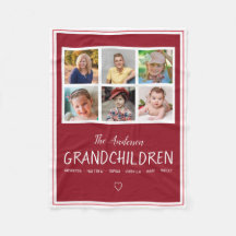 Grandparents 6 Photo Collage Personalized Dark Red