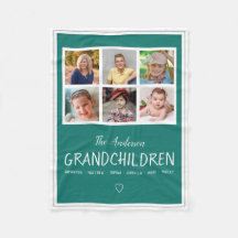 Grandparents 6 Photo Collage Personalized Teal