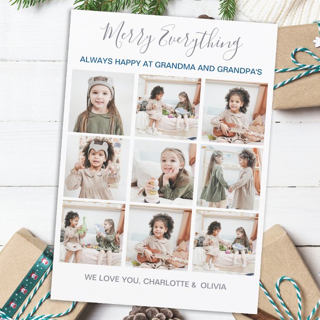 Grandparents 9 Photo Collage Christmas  Holiday Card (Creator Uploaded)