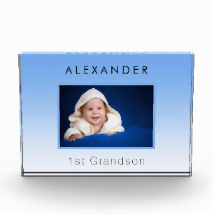 Grandparents baby blue photo 1st grandson boy block
