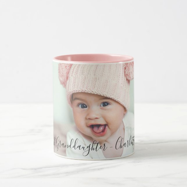 Grandparents baby photo 1st granddaughter mug (Center)