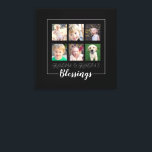 Grandparents Blessings | 6 Photos Christmas Canvas Print<br><div class="desc">This square wrapped canvas is a perfect heartfelt keepsake gift for a Grandparents. It features a 6 photo frame collage for pictures grandchildren on a black background. Trendy handwritten style text reads: "Blessings"</div>