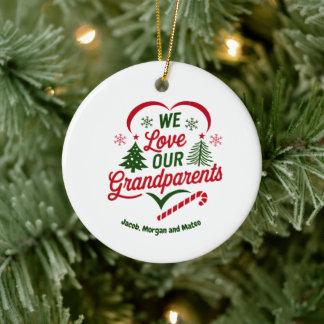 Grandparents Christmas Ornament, Personalized Ceramic Ornament