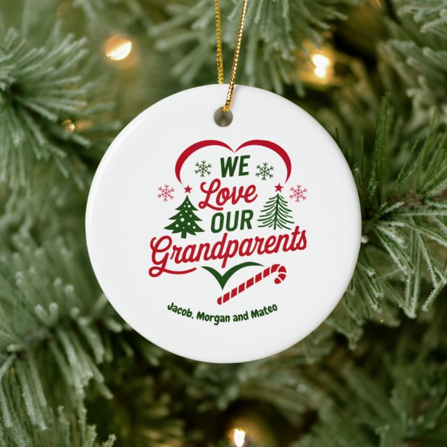 Grandparents Christmas Ornament, Personalized Ceramic Ornament (Tree)