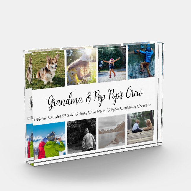 Grandparents Crew Custom 8 Photo Grid  Block (Left)