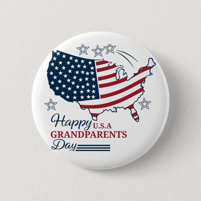 Grandparents Day 2025 USA Vector 2 Inch Round Button (Front)