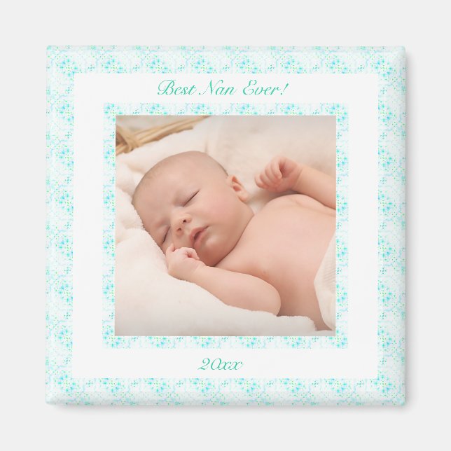 Grandparents Day Blue Best Nan Ever Photo Gift Magnet (Front)