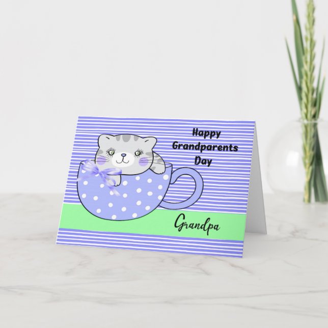 Grandparents Day Card for Grandpa with Cat (Front)