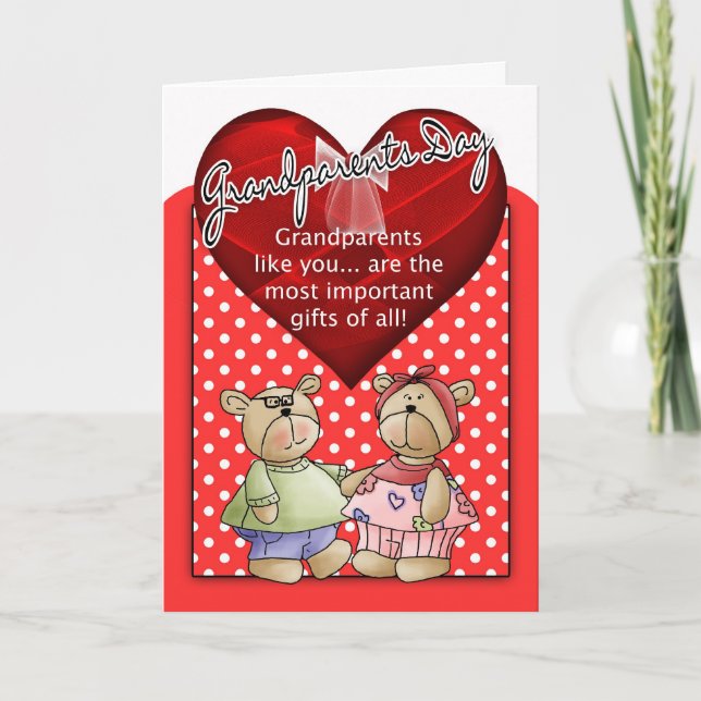 Grandparents Day Card - Red And White Polka Dot Wi (Front)