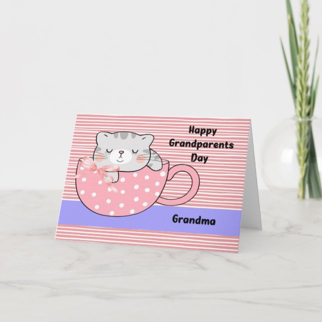 Grandparents Day for Grandma with Cat Card (Front)