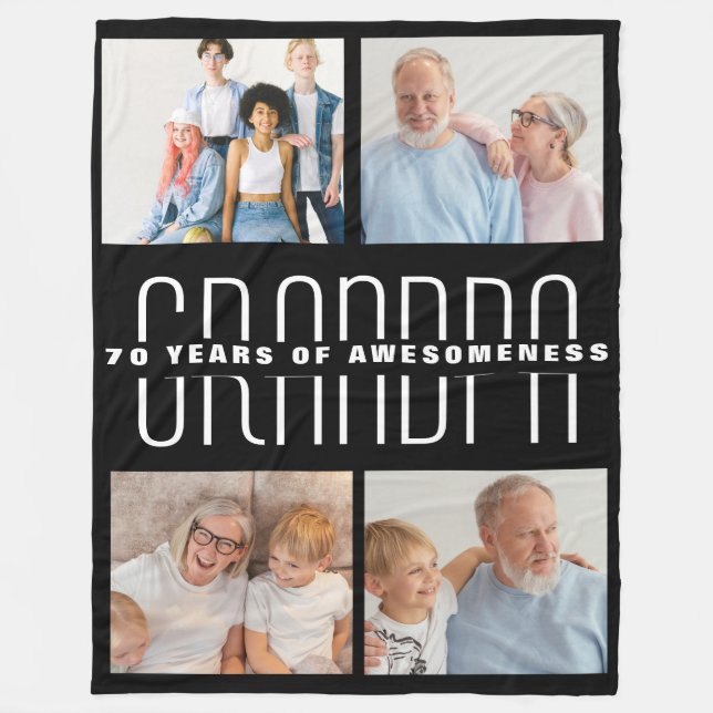 Grandparents day gift for 70 year old fleece blanket (Front)