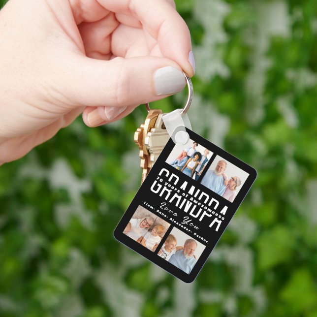 Grandparents day gift for 70 year old keychain (Hand)