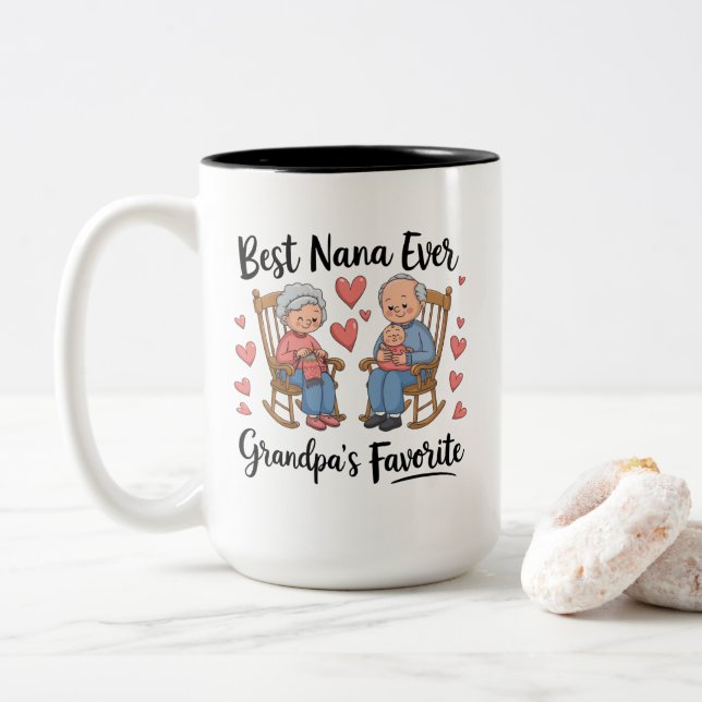 Grandparents Day Two-Tone Coffee Mug (With Donut)