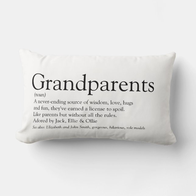 Grandparents Definition Black and White Fun Lumbar Pillow (Front)