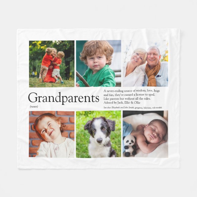 Grandparents Definition Photo Collage Fleece Blanket (Front (Horizontal))
