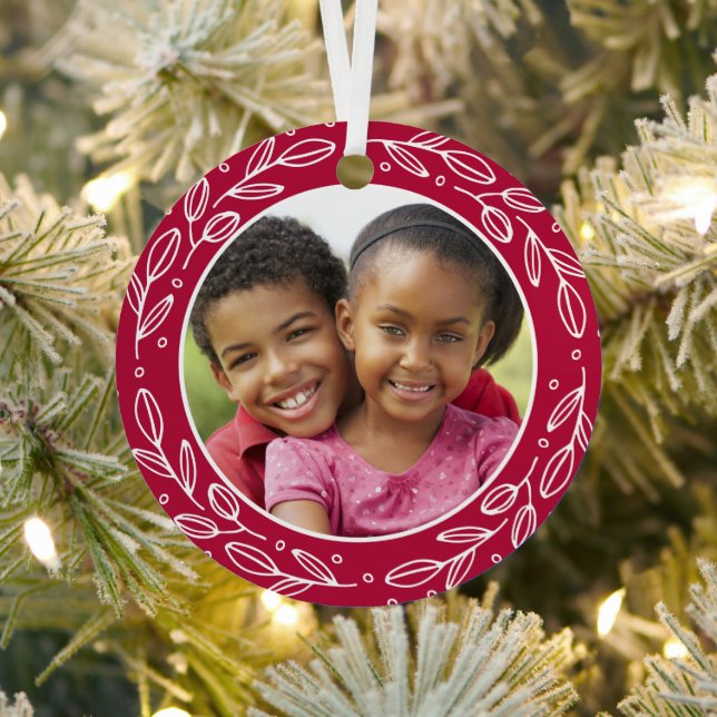 Grandparents Festive Holiday Photo Double Sided Metal Ornament (Insitu)