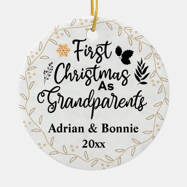 grandparents first christmas 2022 custom photo ceramic ornament (Front)