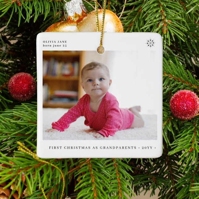 Grandparents first Christmas baby photo Ceramic Ornament (Creator Uploaded)