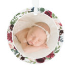 Grandparents First Christmas Burgundy Floral Photo