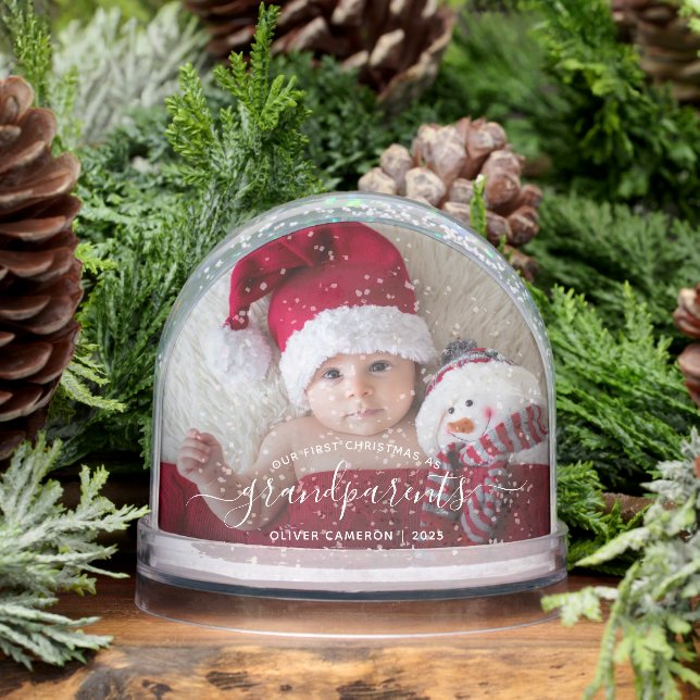 Grandparents First Christmas Photo White Script (Hiver)