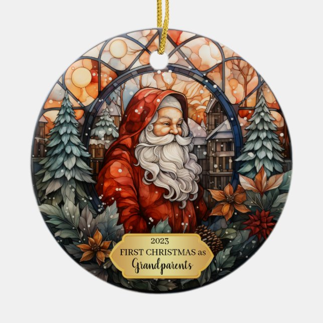 Grandparents First Christmas Santa Ornament (Front)