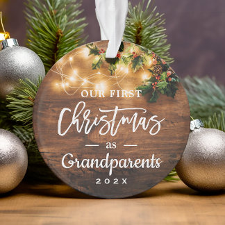 Grandparents First Christmas String Lights Photo Ornament