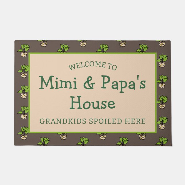 Grandparents House Grandkids Spoiled Here Doormat (Front)