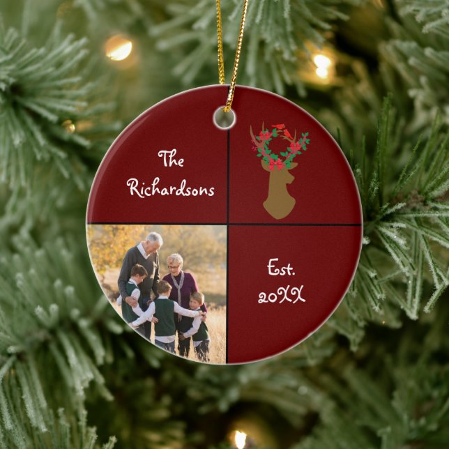 Grandparent's Love Christmas Photo Ceramic Ornament (Tree)