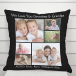 Grandparents Love Photo Personalized Black Throw Pillow<br><div class="desc">Celebrate the best grandparents ever with this custom black photo pillow featuring a 6 photo collage of their grandchildren, family members, pets, etc., "I Love You" or "We Love You, " and how they are addressed, e.g., "Grandma & Grandpa, " "Mom Mom & Pop Pop, " etc. You can also...</div>