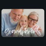 Grandparents Love Script Personalized Photo Gift Magnet<br><div class="desc">This photo magnet with handwritten 'Grandparents' letters can be easily personalized with your own favourite picture. You can also change the text colour to better match your photo.</div>